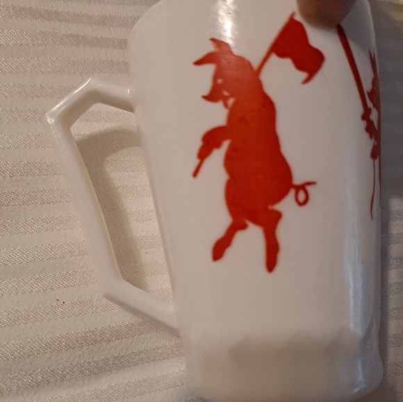 Vintage Hazel Atlas White Milk Glass 3 Three Little Pigs Children's Mug 4oz Cup - Picture 8 of 8